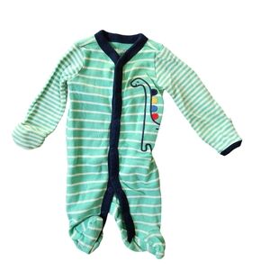 Carter's Dinosaur Cotton Sleep & Play Pajamas Size Newborn Green/White Stripes